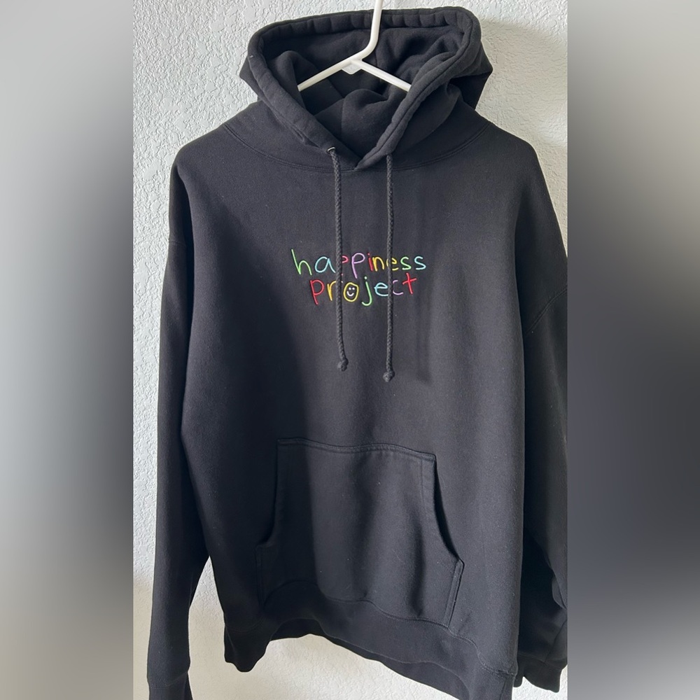 Happiness Project Black Hooded Sweatshirt Size L